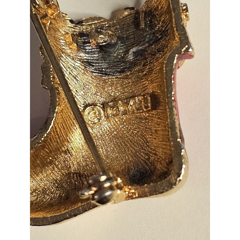 Vintage Mylu Pave Red, Gold & White Enamel Santa … - image 7